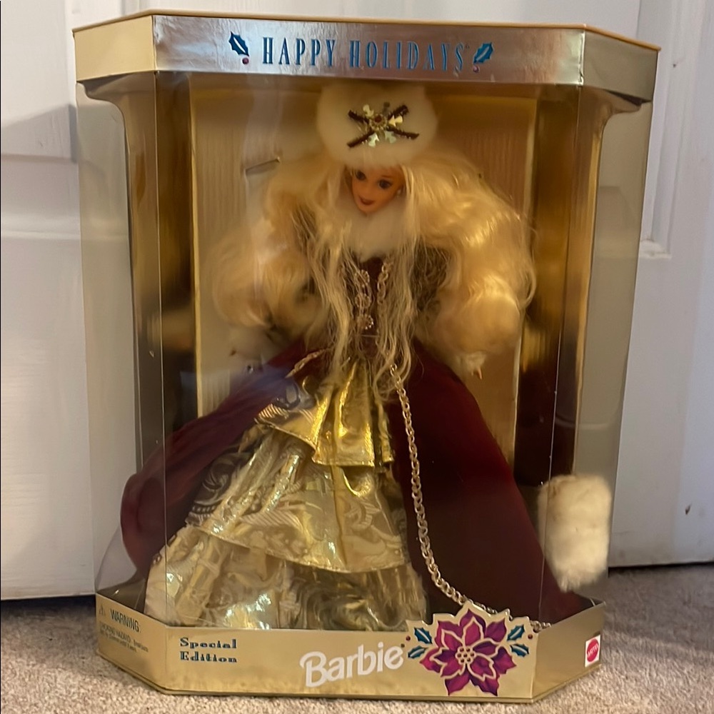 Barbie Red and Gold Seasonal Costume with Elegant Gown and Regal Cloak